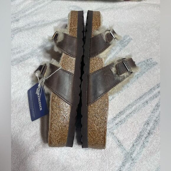 (k1) Birkenstock N/without Box Mayari Shearling Oiled Brown sizes 38/7 - Picture 4 of 8